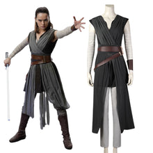 Load image into Gallery viewer, Star Wars The Rise of Skywalker Rey Full Set Cosplay Halloween Costume Black Dress