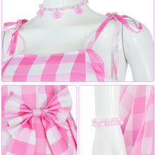 Load image into Gallery viewer, Women and Kids Barbie Costumes Barbie Cosplay Pink Plaid Bow Dress