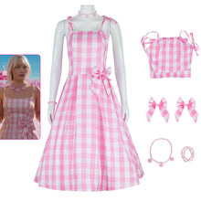 Load image into Gallery viewer, Women and Kids Barbie Costumes Barbie Cosplay Pink Plaid Bow Dress