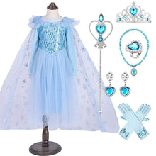 Load image into Gallery viewer, Kids Frozen Costume Princess Elsa Cosplay Birthday or Party Dress With Accessories