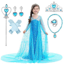 Load image into Gallery viewer, Kids Frozen Costume Princess Elsa Anna Cosplay Maxi Long Dress With Accessories
