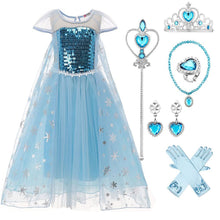 Load image into Gallery viewer, Kids Frozen Costume Princess Elsa Cosplay Birthday or Party Sequin Dress With Accessories