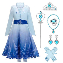 Load image into Gallery viewer, Kids Frozen Costume Princess Elsa Cosplay Birthday or Party Dress With Accessories