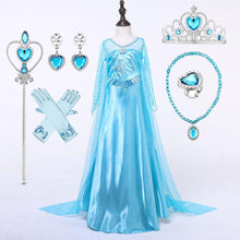 Load image into Gallery viewer, Kids Frozen Costume Princess Elsa Cosplay Birthday or Party Blue Dress With Accessories