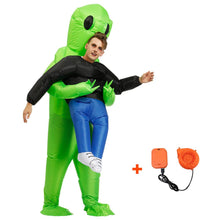 Load image into Gallery viewer, Green Alien Inflatable Cosplay Costume Funny Blow Up Suit Halloween party For Adults and Kids