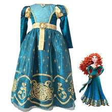 Load image into Gallery viewer, Brave Costume The Princess Merida Cosplay Dress With Belt Birthday Party Dress For Grils