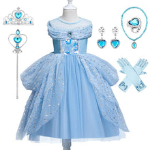 Load image into Gallery viewer, Costume Princess Elsa Cosplay Dress For Girls Birthday Party Dress With Accessories