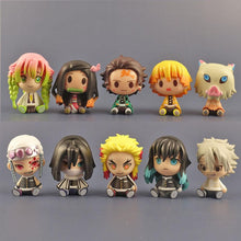 Load image into Gallery viewer, 10Pcs Demon Slayer Figure Kamado Tanjirou Kamado Nezuko Figure Sitting Cute Chibi Toys