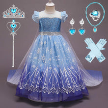Load image into Gallery viewer, Costume Princess Elsa Cosplay Dress with Robe For Girls Birthday Party Dress With Accessories