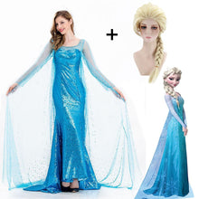 Load image into Gallery viewer, Women's Frozen Costume Princess Elsa Cosplay Sequin Dress With Wig