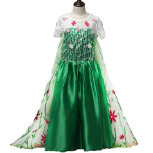 Load image into Gallery viewer, Kids Frozen Costume Princess Elsa Cosplay Birthday or Party Green Dress With Accessories