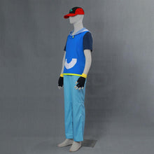 Load image into Gallery viewer, Men and Kids Pokemon Costume Trainer Ash Ketchum Cosplay Hoodie Full Sets