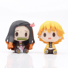Load image into Gallery viewer, 4Pcs Demon Slayer Figure Kamado Tanjirou Kamado Nezuko Figure Sitting Cute Chibi Toys
