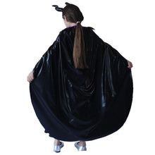 Load image into Gallery viewer, For Kids Maleficent Costume Evil Witch Cosplay Set With Cloak and Horn Hat For Halloween Party