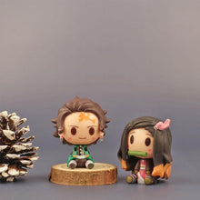 Load image into Gallery viewer, 10Pcs Demon Slayer Figure Kamado Tanjirou Kamado Nezuko Figure Sitting Cute Chibi Toys