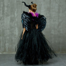 Load image into Gallery viewer, For Kids Maleficent Costume Evil Witch Cosplay Set With Wings and Horn Hat For Halloween Party