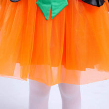 Load image into Gallery viewer, Witch Costume Dress Halloween Witch Cosplay Pumpkin Dress with Witch Hat For Girls