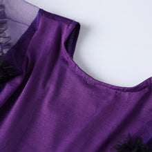 Load image into Gallery viewer, Girls Witch Costume Dress Halloween Witch Cosplay Purple Dress with Witch Headband