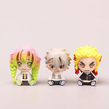 Load image into Gallery viewer, 6Pcs Demon Slayer Figure Kamado Tanjirou Kamado Nezuko Figure Sitting Cute Chibi Toys