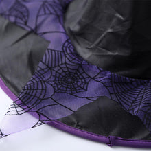 Load image into Gallery viewer, Girls Witch Costume Robe Halloween Witch Cosplay Purple Robe with Witch Hat