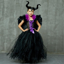 Load image into Gallery viewer, For Kids Maleficent Costume Evil Witch Cosplay Set With Wings and Horn Hat For Halloween Party
