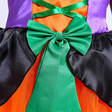 Load image into Gallery viewer, Witch Costume Dress Halloween Witch Cosplay Pumpkin Dress with Witch Hat For Girls