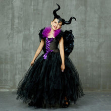 Load image into Gallery viewer, For Kids Maleficent Costume Evil Witch Cosplay Set With Wings and Horn Hat For Halloween Party