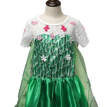 Load image into Gallery viewer, Kids Frozen Costume Princess Elsa Cosplay Birthday or Party Green Dress With Accessories