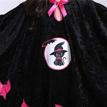 Load image into Gallery viewer, Girls Witch Costume Black Cat Robe Halloween Witch Cosplay Robe with Witch Hat