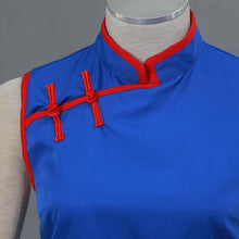 Load image into Gallery viewer, Women and Kids Dragon Ball Costume Chichi Cosplay Before Marry Blue Suit Set