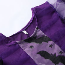 Load image into Gallery viewer, Girls Witch Costume Dress Halloween Witch Cosplay Purple Dress with Witch Headband