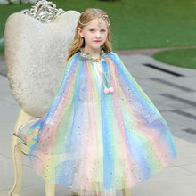 Load image into Gallery viewer, Kids Frozen Snow White Beauty and the Beast Costume Princess Elsa Anna Belle Cosplay Rainbow Capes Robe